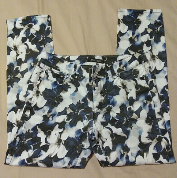 White Housqwe Black Market Floral Print Slim Ankle - Picture 2 of 7